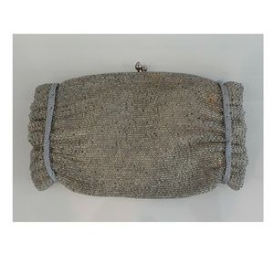 WALBORG VINTAGE SILVER BEADED CLUTCH HAND MADE